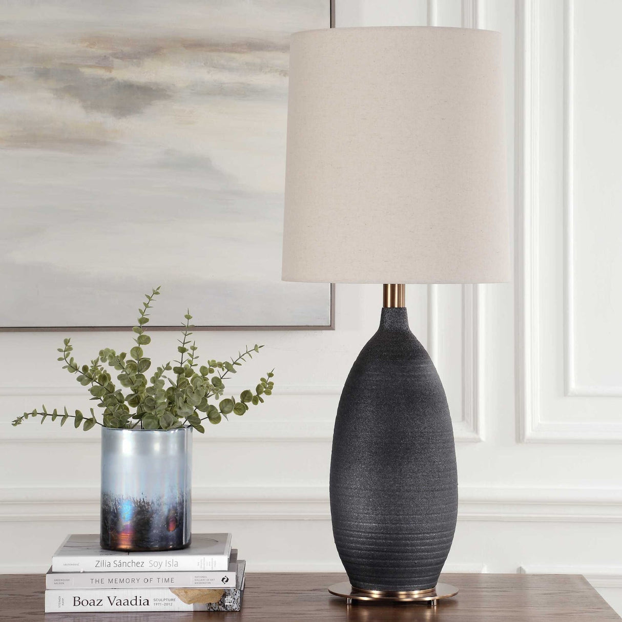Modern European furniture - Matte Black Ceramic Table Lamp by Uttermost Bower - www.oroa.com