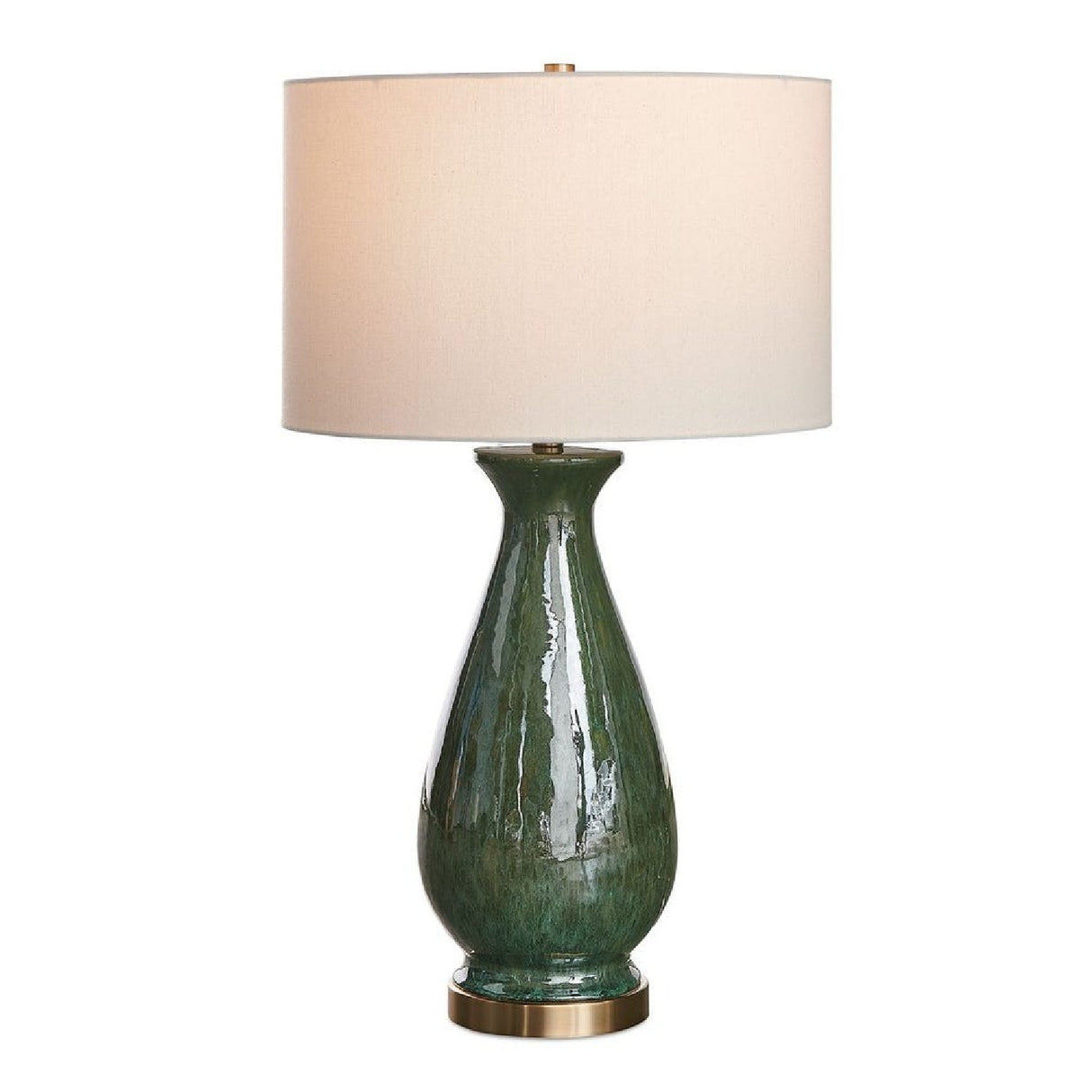 Modern European furniture - Glossy Green Ceramic Table Lamp by Uttermost Colestin - www.oroa.com