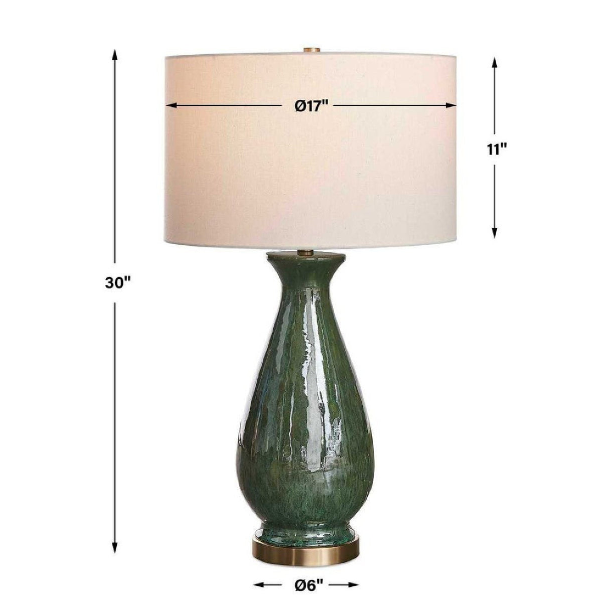 Modern European furniture - Glossy Green Ceramic Table Lamp by Uttermost Colestin - www.oroa.com