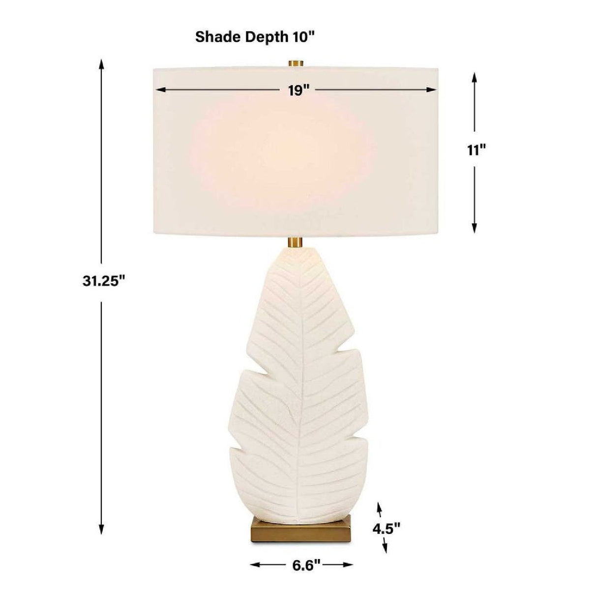 Modern European furniture - Matte White Ceramic Table Lamp by Uttermost Palm Leaf - www.oroa.com