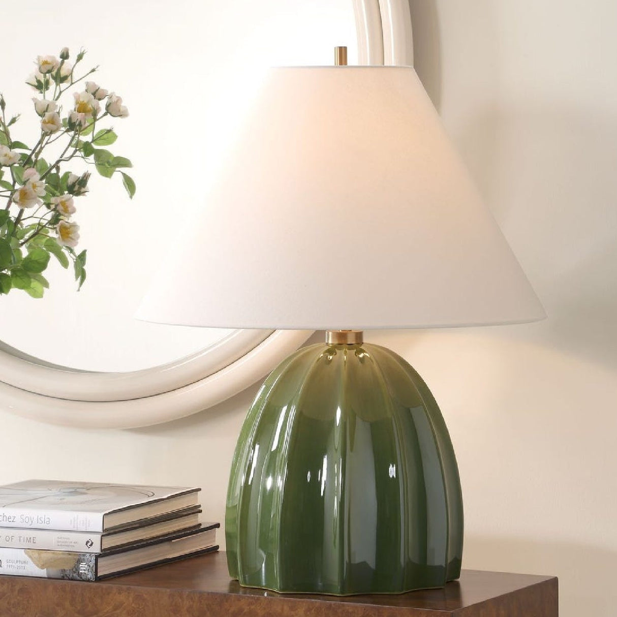 Modern European furniture - hanneled Green Ceramic Table Lamp by Uttermost Renna - www.oroa.com