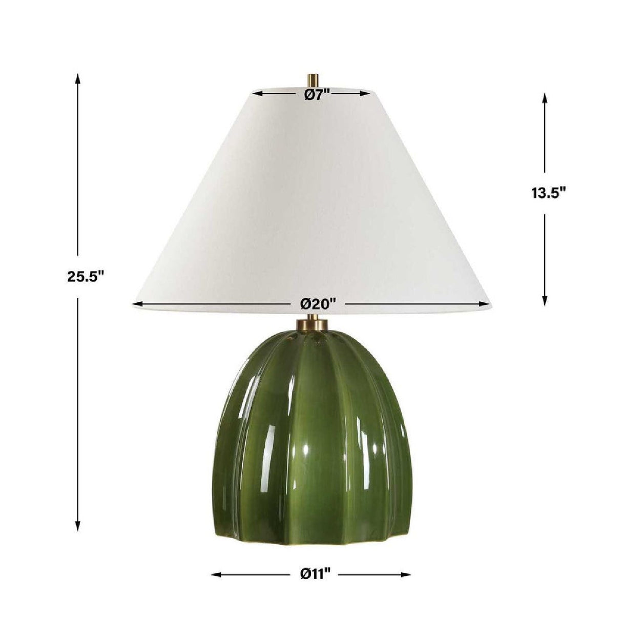 Modern European furniture - hanneled Green Ceramic Table Lamp by Uttermost Renna - www.oroa.com