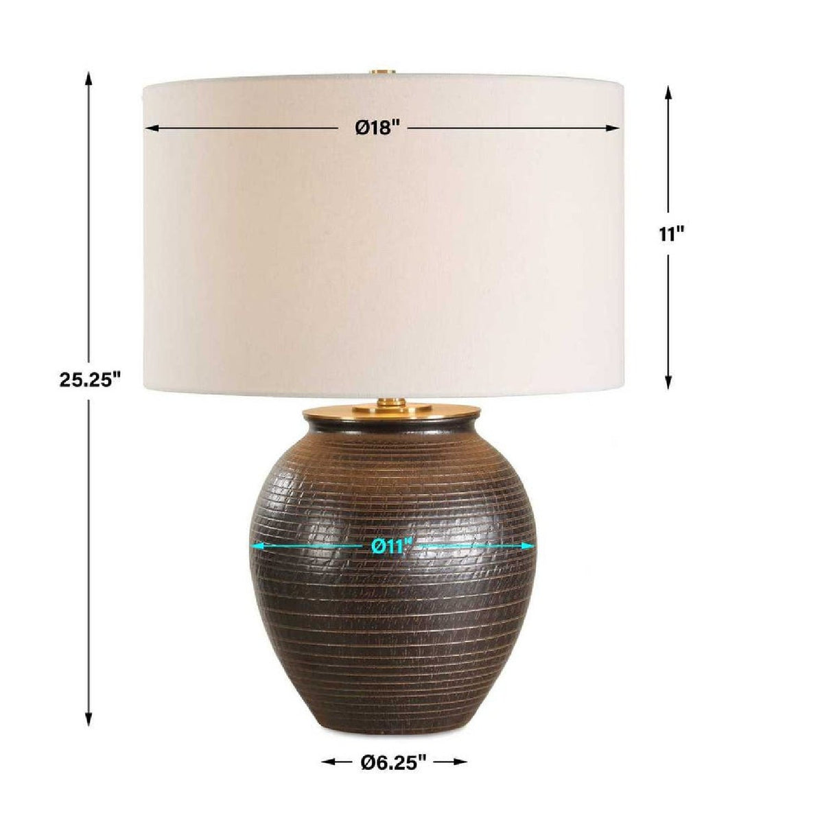 Modern European furniture - Ribbed Bronze Ceramic Table Lamp by Uttermost Hawkins - www.oroa.com