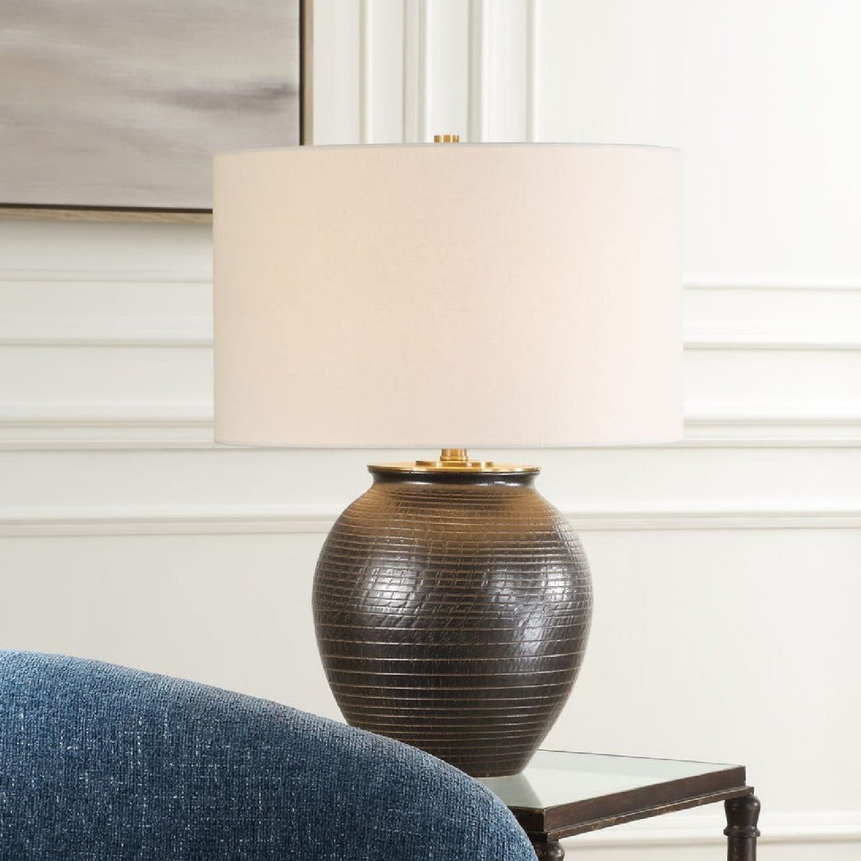 Modern European furniture - Ribbed Bronze Ceramic Table Lamp by Uttermost Hawkins - www.oroa.com
