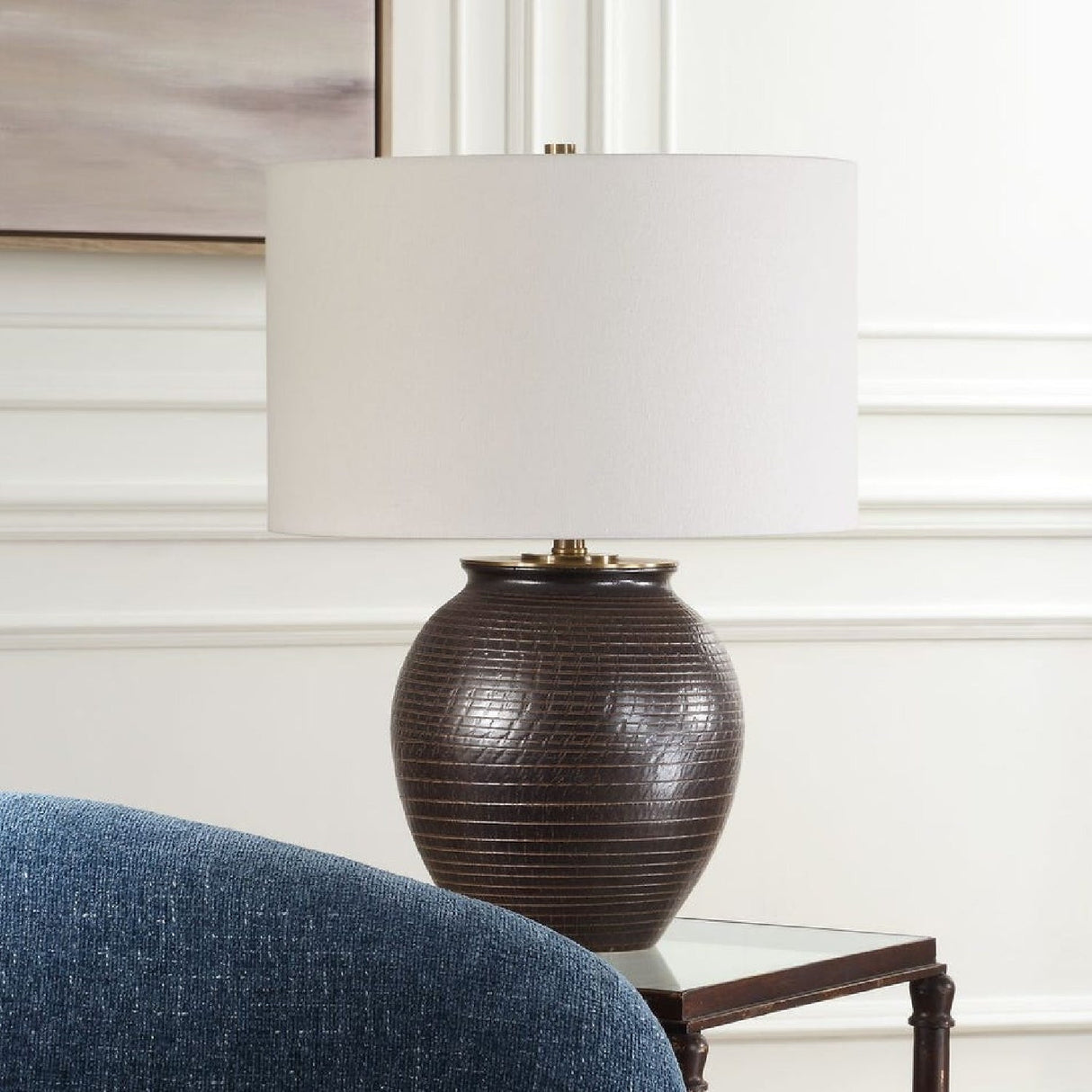 Modern European furniture - Ribbed Bronze Ceramic Table Lamp by Uttermost Hawkins - www.oroa.com