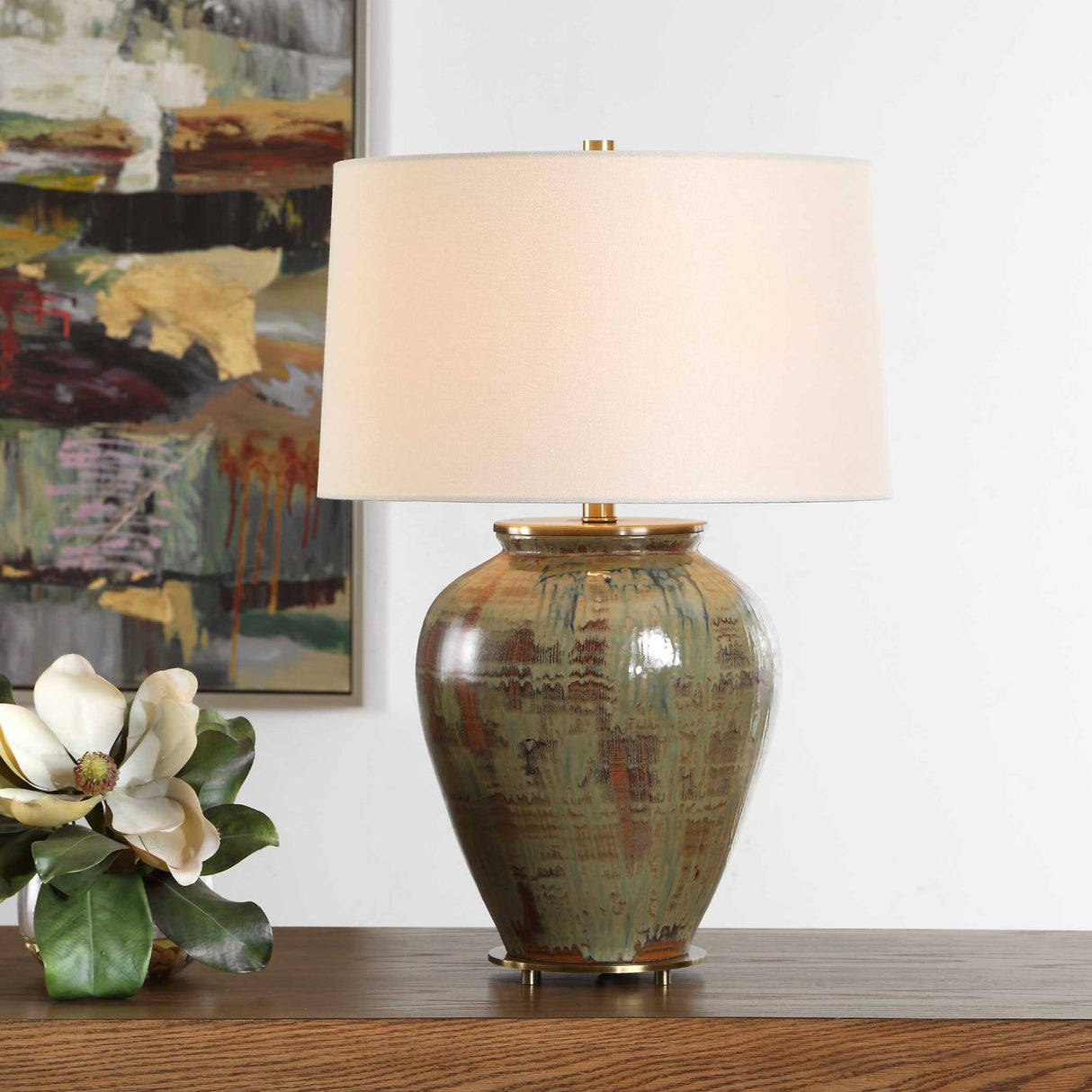 Modern European furniture - Earth-Toned Ceramic Table Lamp - www.oroa.com