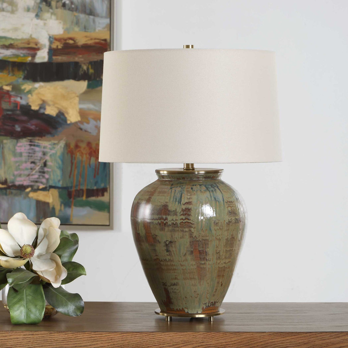 Modern European furniture - Earth-Toned Ceramic Table Lamp - www.oroa.com