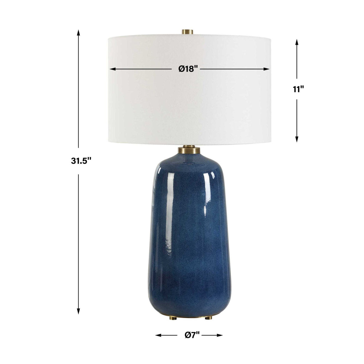 Modern European furniture - Blue Glazed Ceramic Table Lamp by Uttermost Brae - www.oroa.com