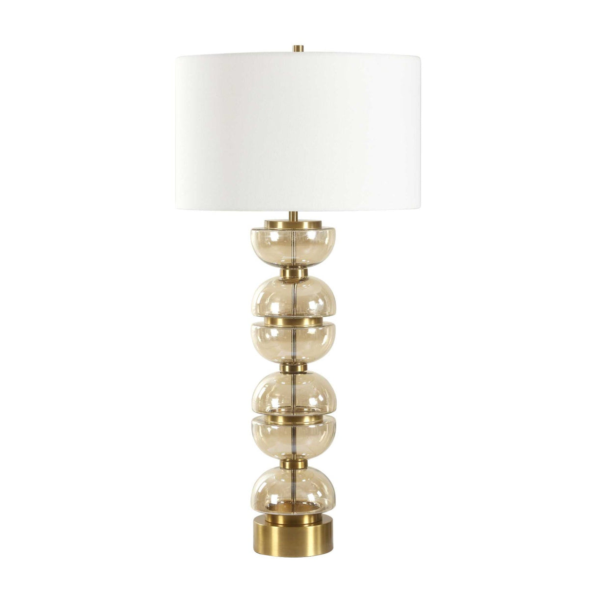 Modern European furniture - Stacked Amber Glass Table Lamp - www.oroa.com