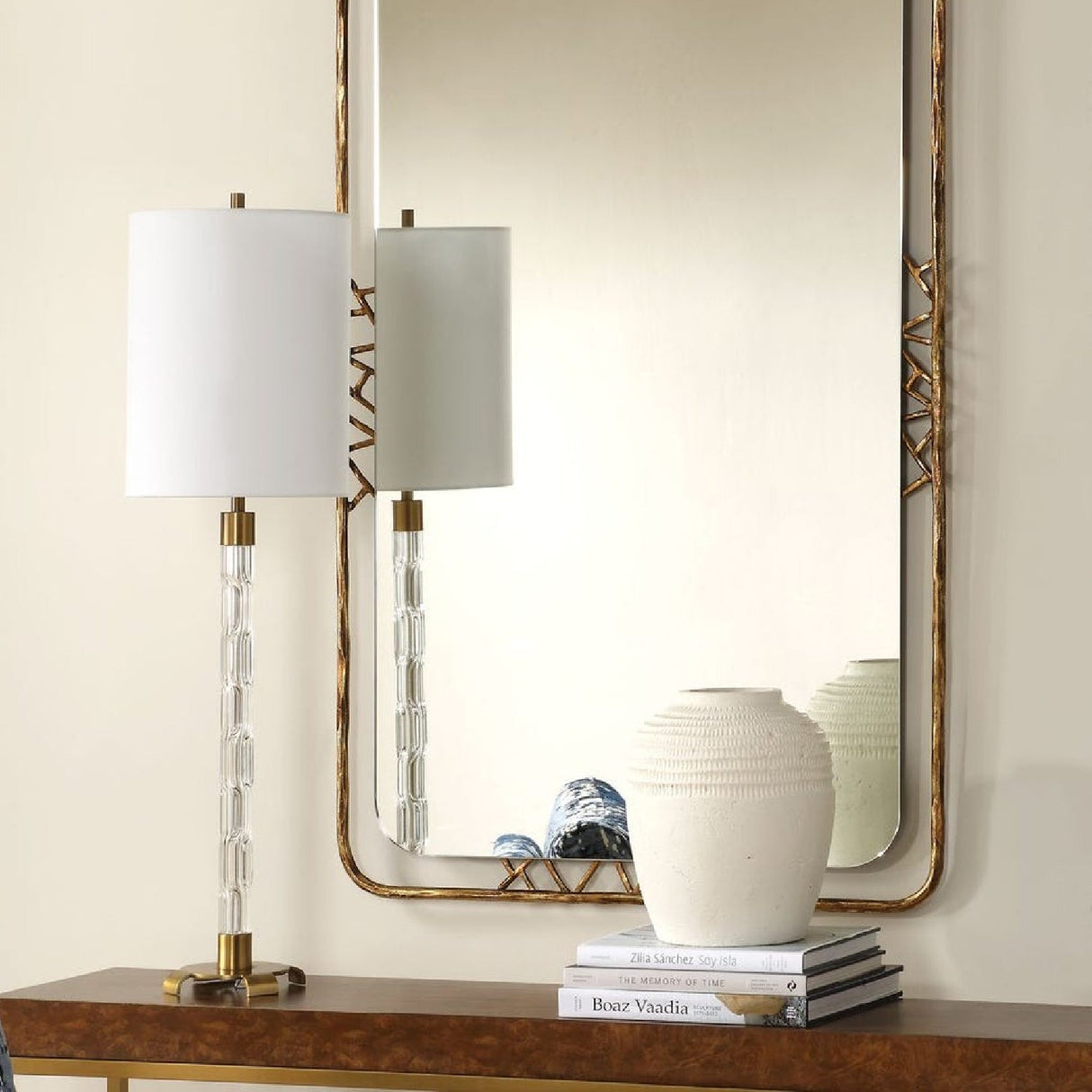 Embossed Crystal Column Buffet Lamp by Uttermost York, alternate view 8
