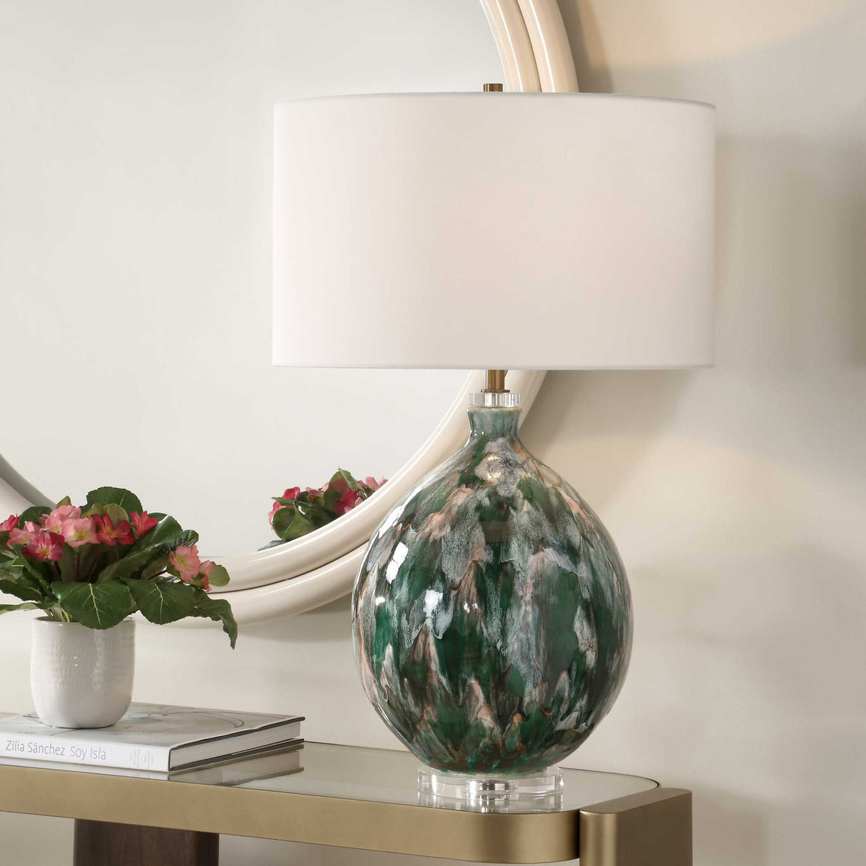 Multicolored Glazed Ceramic Table Lamp | Uttermost Mihaela