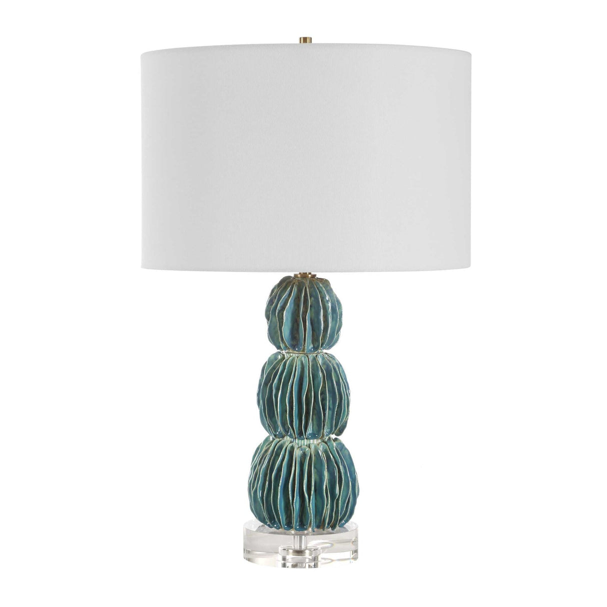 Stacked Teal Ceramic Table Lamp by Uttermost Bonaire, alternate view 3