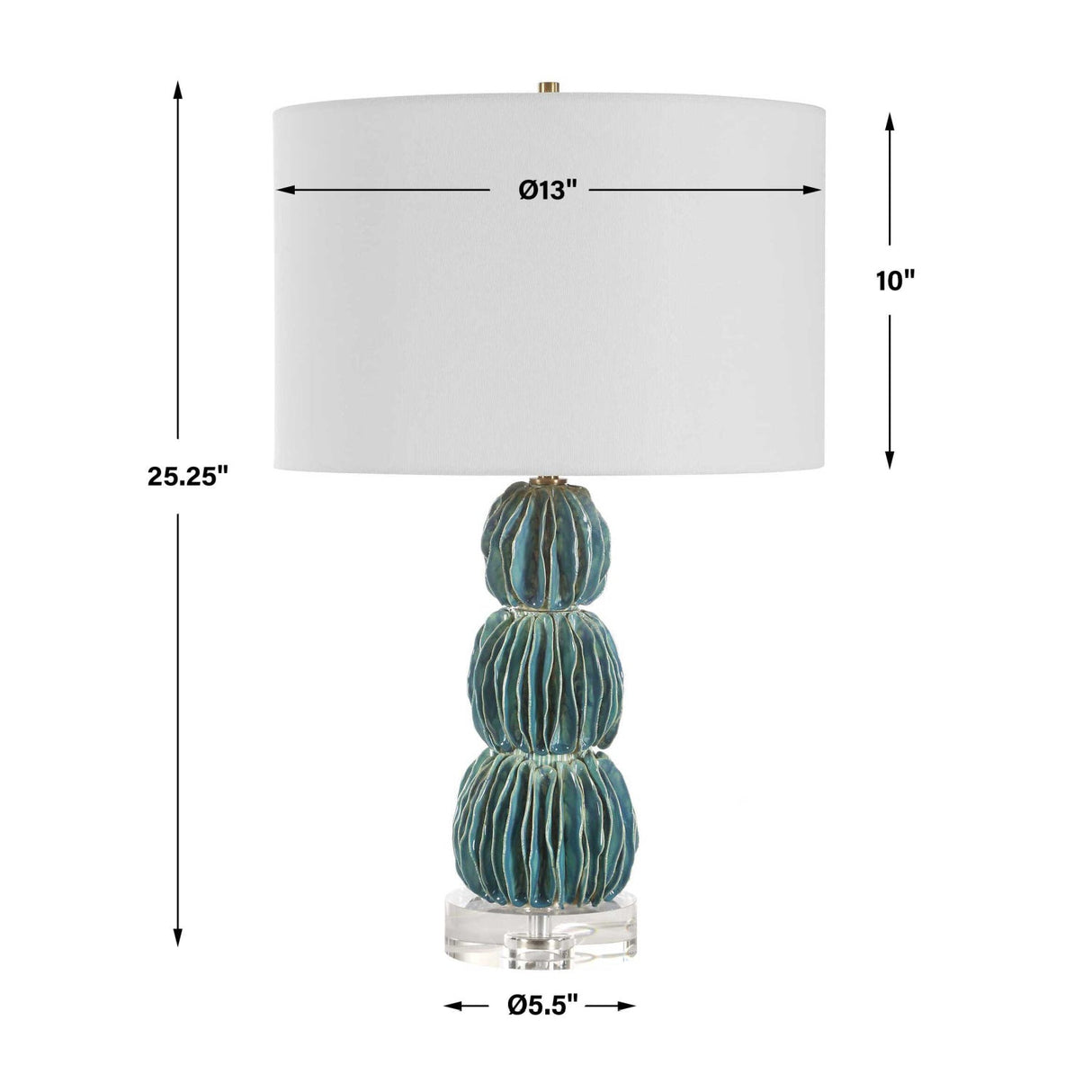 Stacked Teal Ceramic Table Lamp by Uttermost Bonaire, alternate view 7