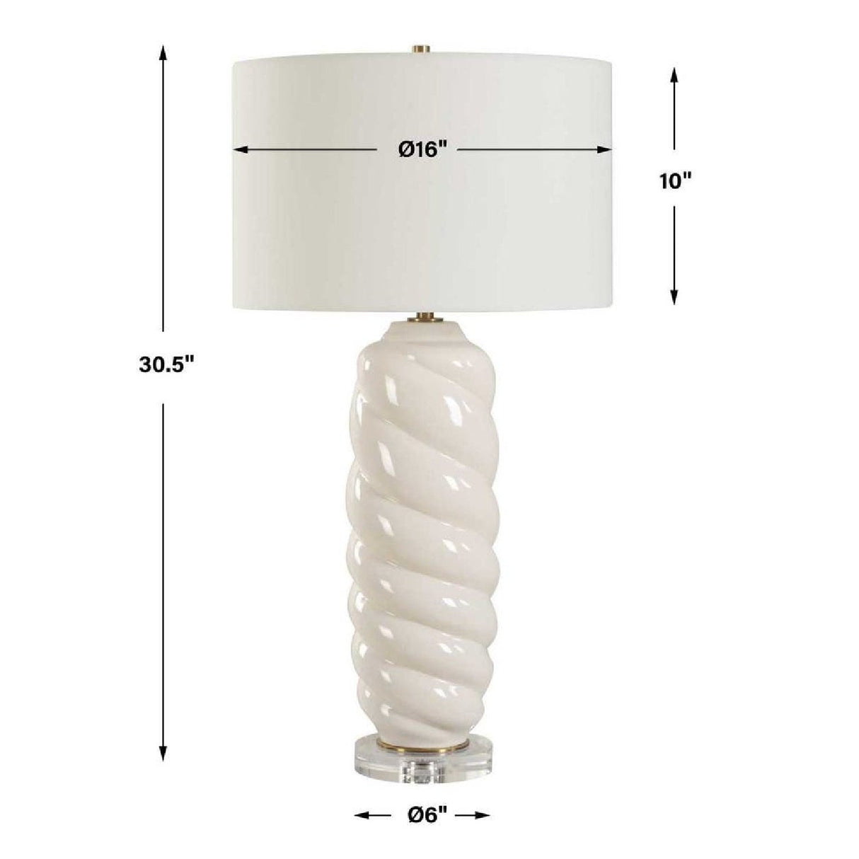 White Swirl Ceramic Table Lamp by Uttermost Anneli, alternate view 4