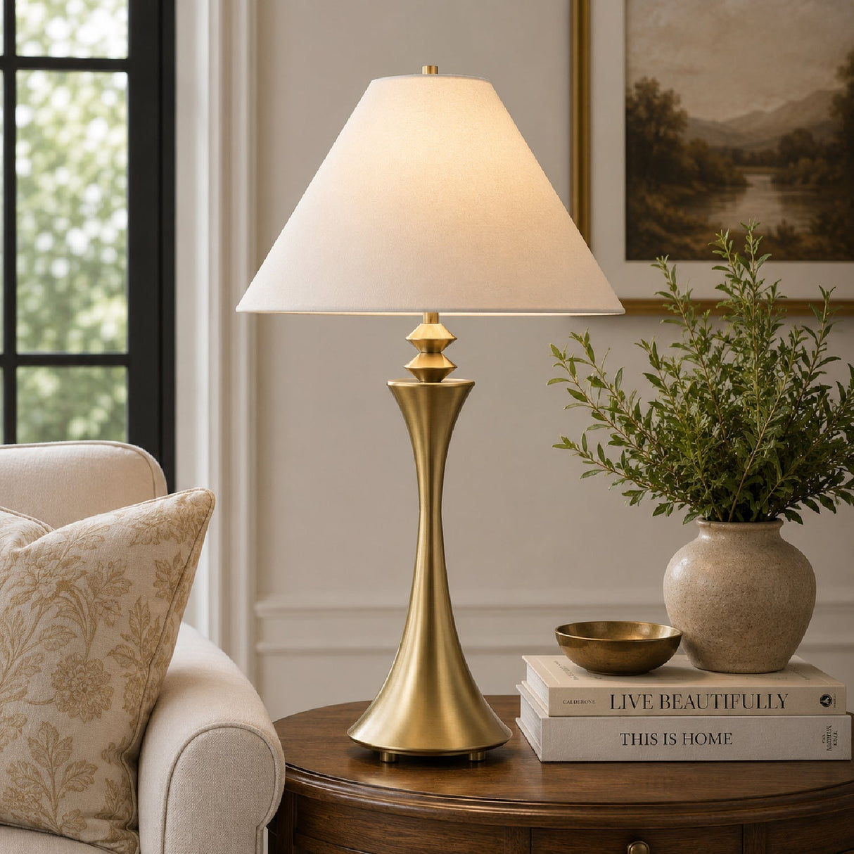 Modern European furniture - Flared Brass Table Lamp by Uttermost Shaefer - www.oroa.com