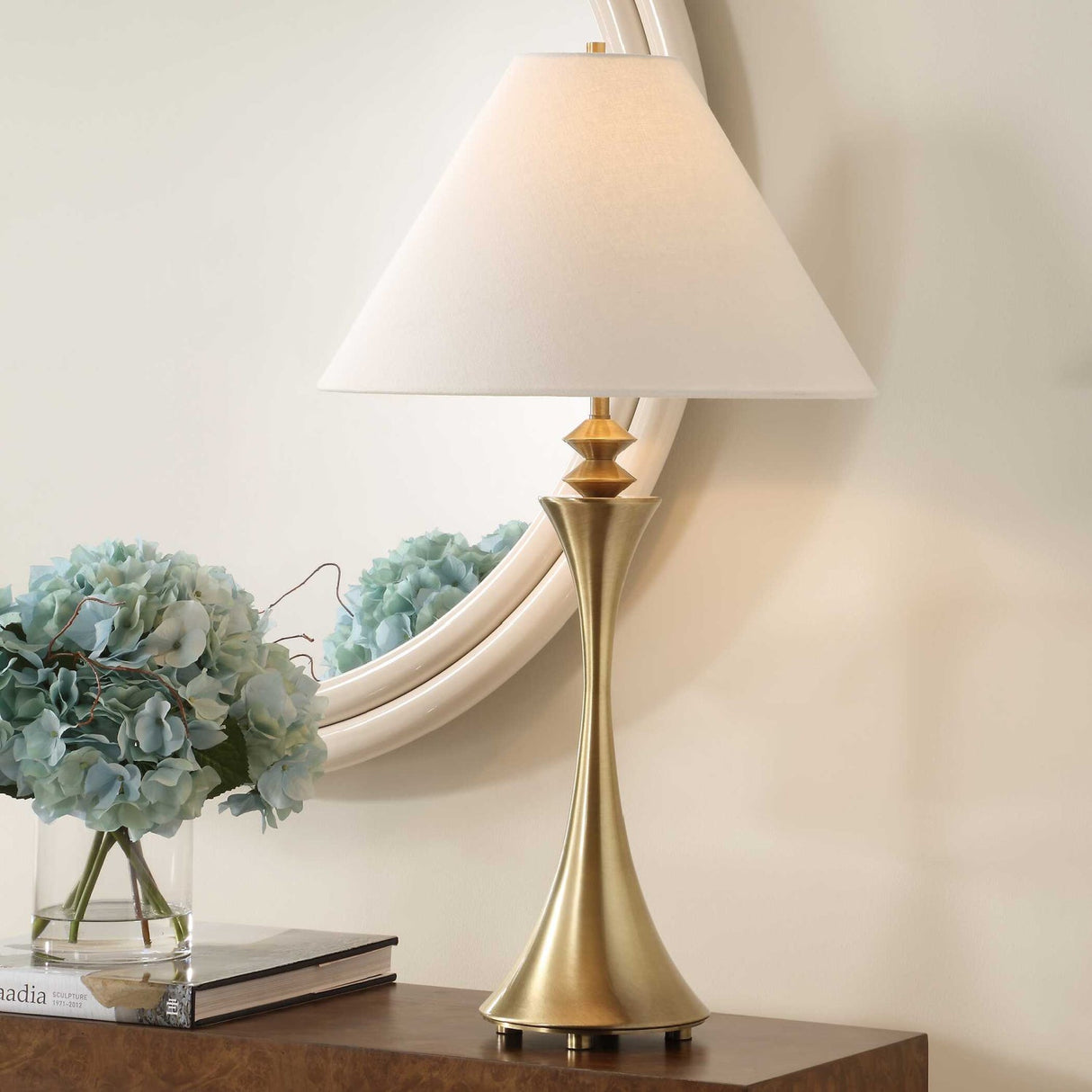 Modern European furniture - Flared Brass Table Lamp by Uttermost Shaefer - www.oroa.com