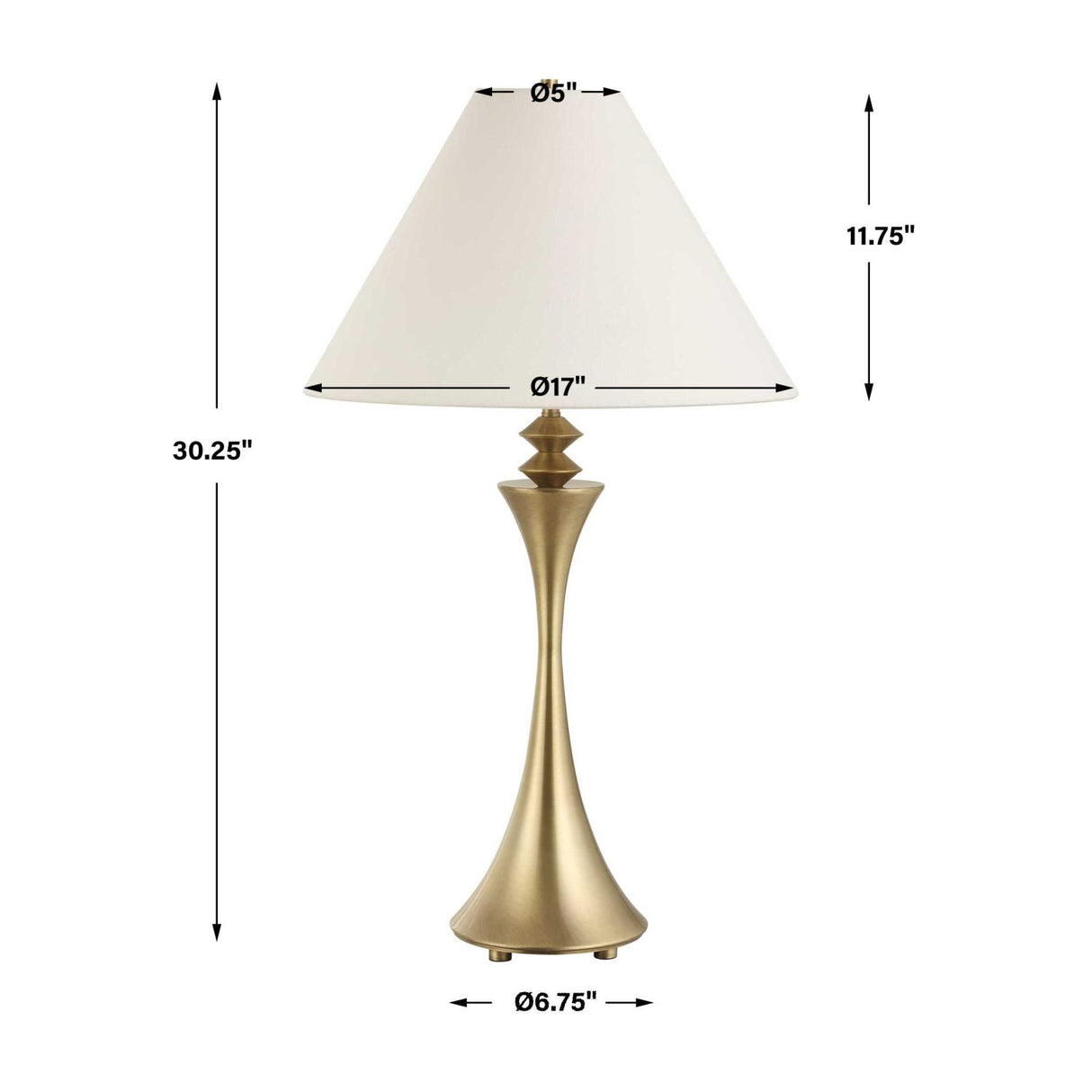 Flared Brass Table Lamp by Uttermost Shaefer, alternate view 8