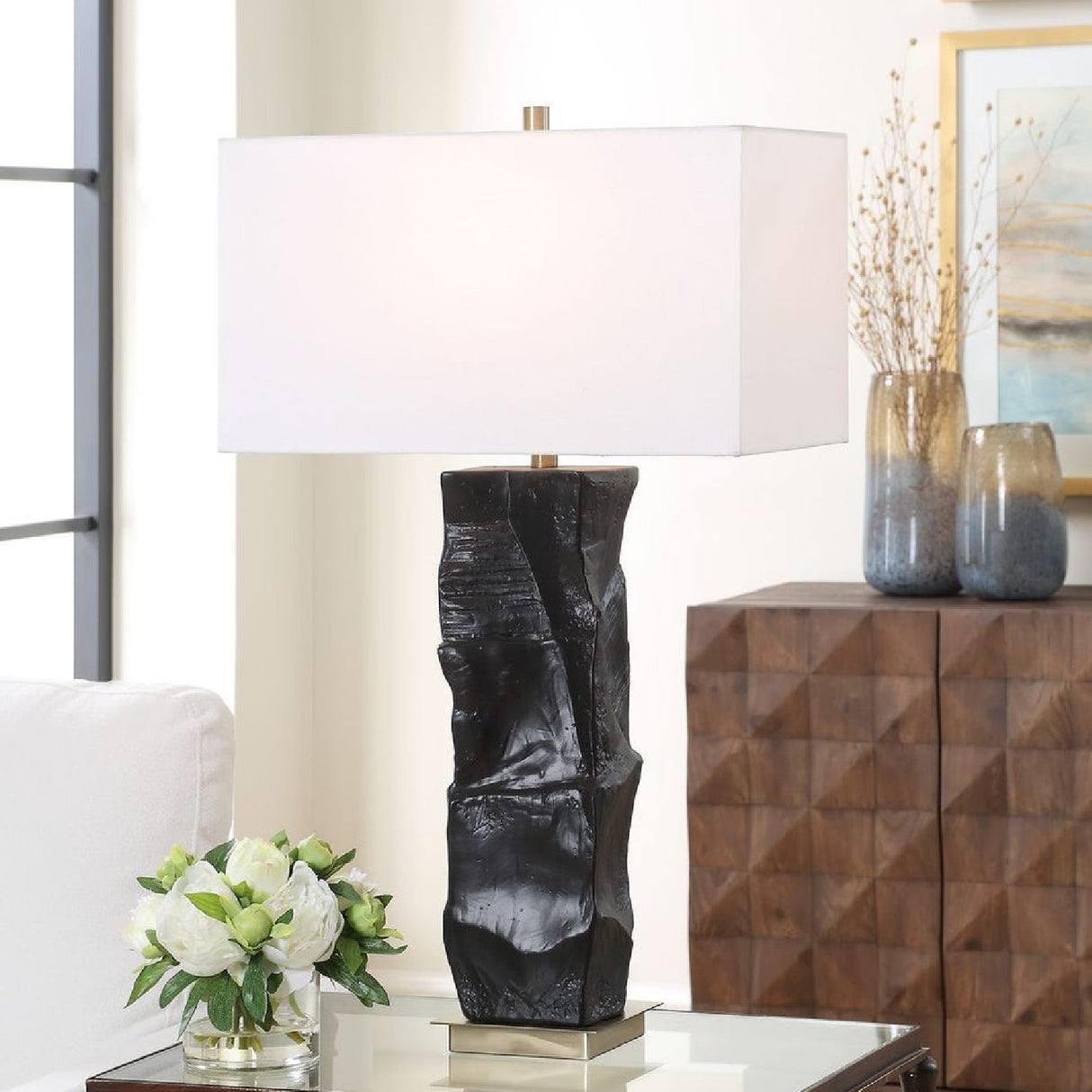 Organic-Shaped Black Ceramic Table Lamp by Uttermost Altaria, alternate view 2