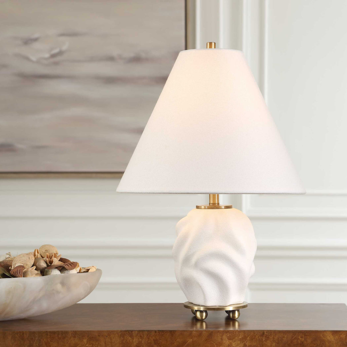 Modern European furniture - Swirled White Ceramic Accent Lamp - www.oroa.com
