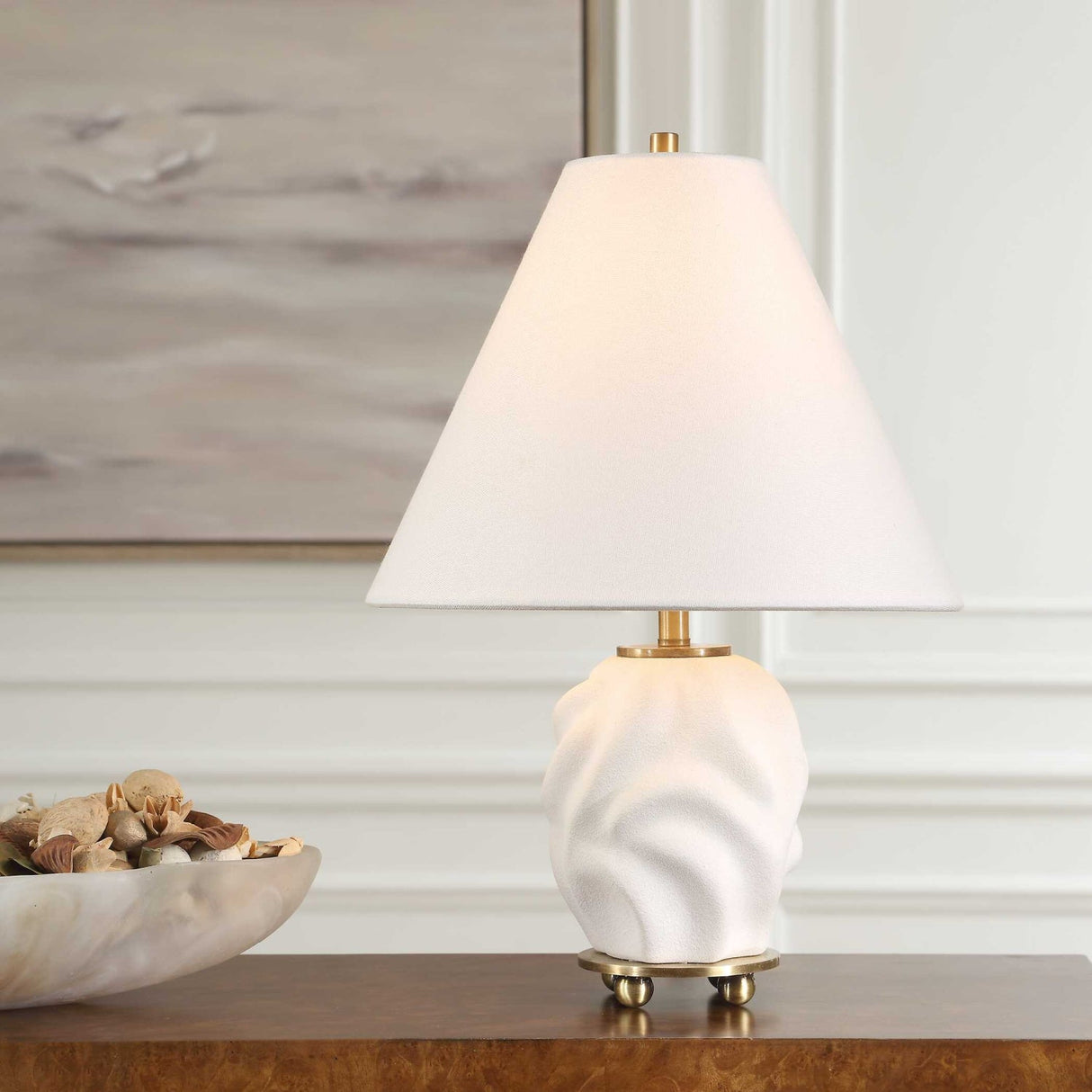 Modern European furniture - Swirled White Ceramic Accent Lamp - www.oroa.com