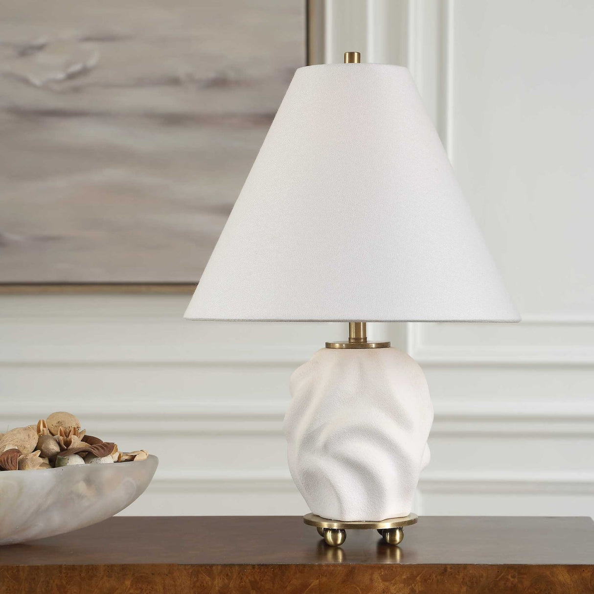 Modern European furniture - Swirled White Ceramic Accent Lamp - www.oroa.com