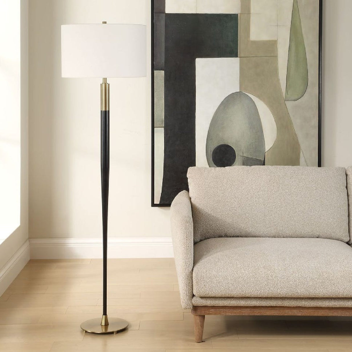 Tapered Black Metal Floor Lamp by Uttermost Stowe, alternate view 2