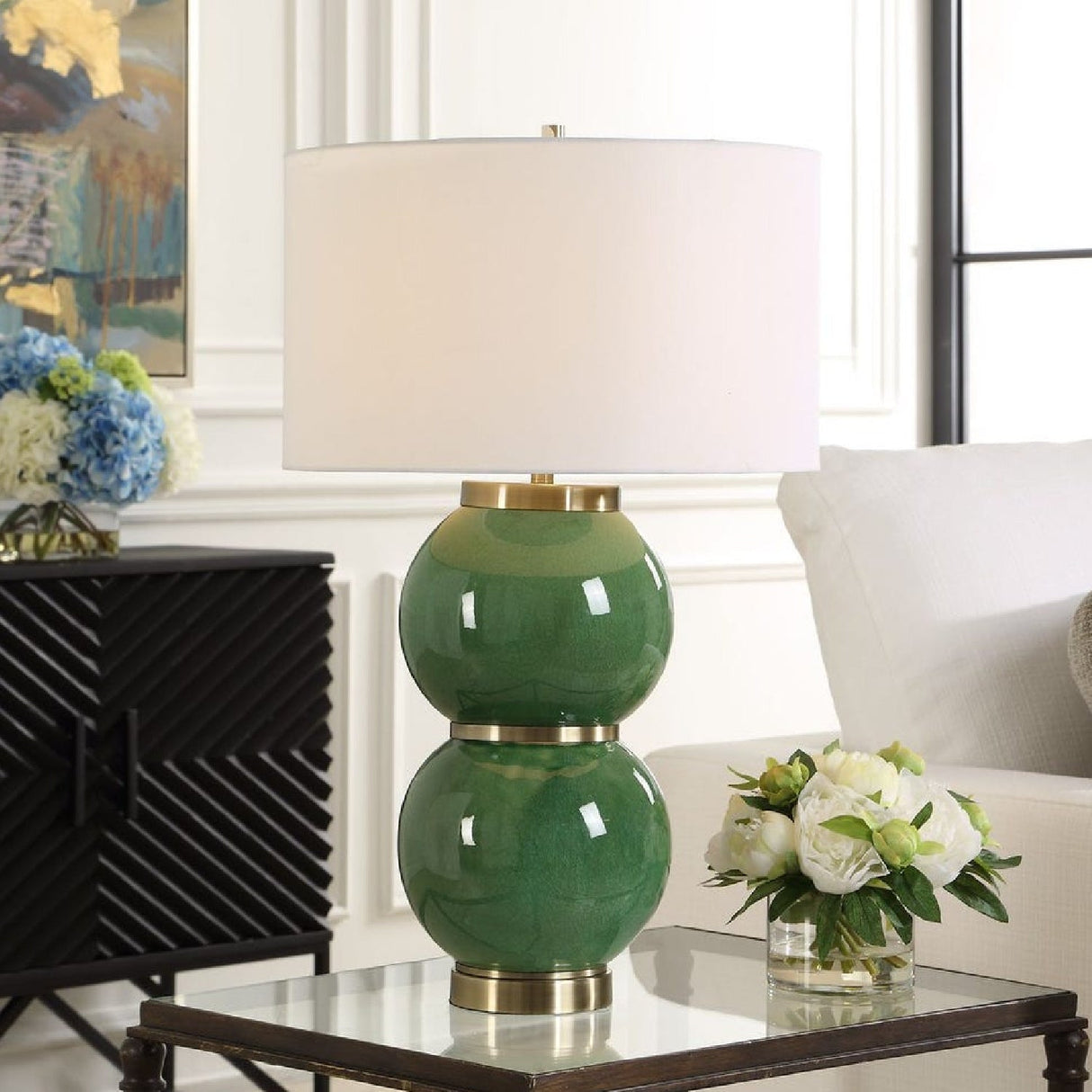 Modern European furniture - Stacked Green Spheres Table Lamp by Uttermost Banner - www.oroa.com