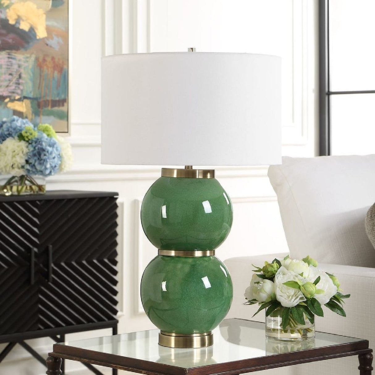 Modern European furniture - Stacked Green Spheres Table Lamp by Uttermost Banner - www.oroa.com