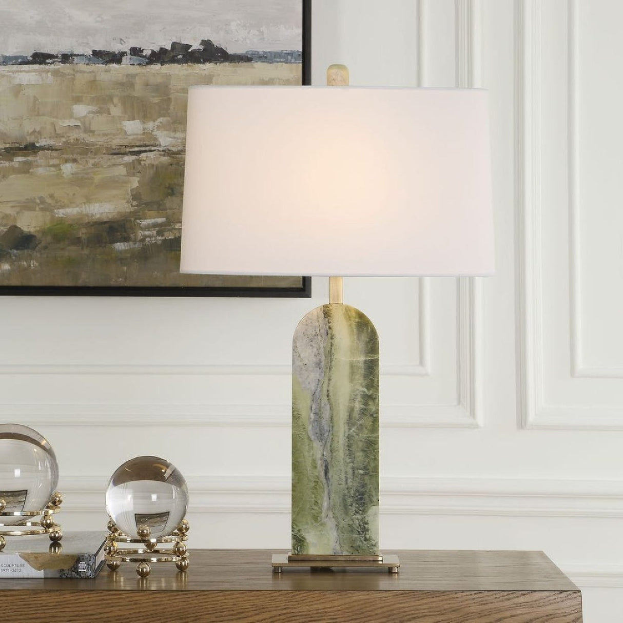 Modern European furniture - Green Marble Table Lamp by Uttermost Moorea - www.oroa.com