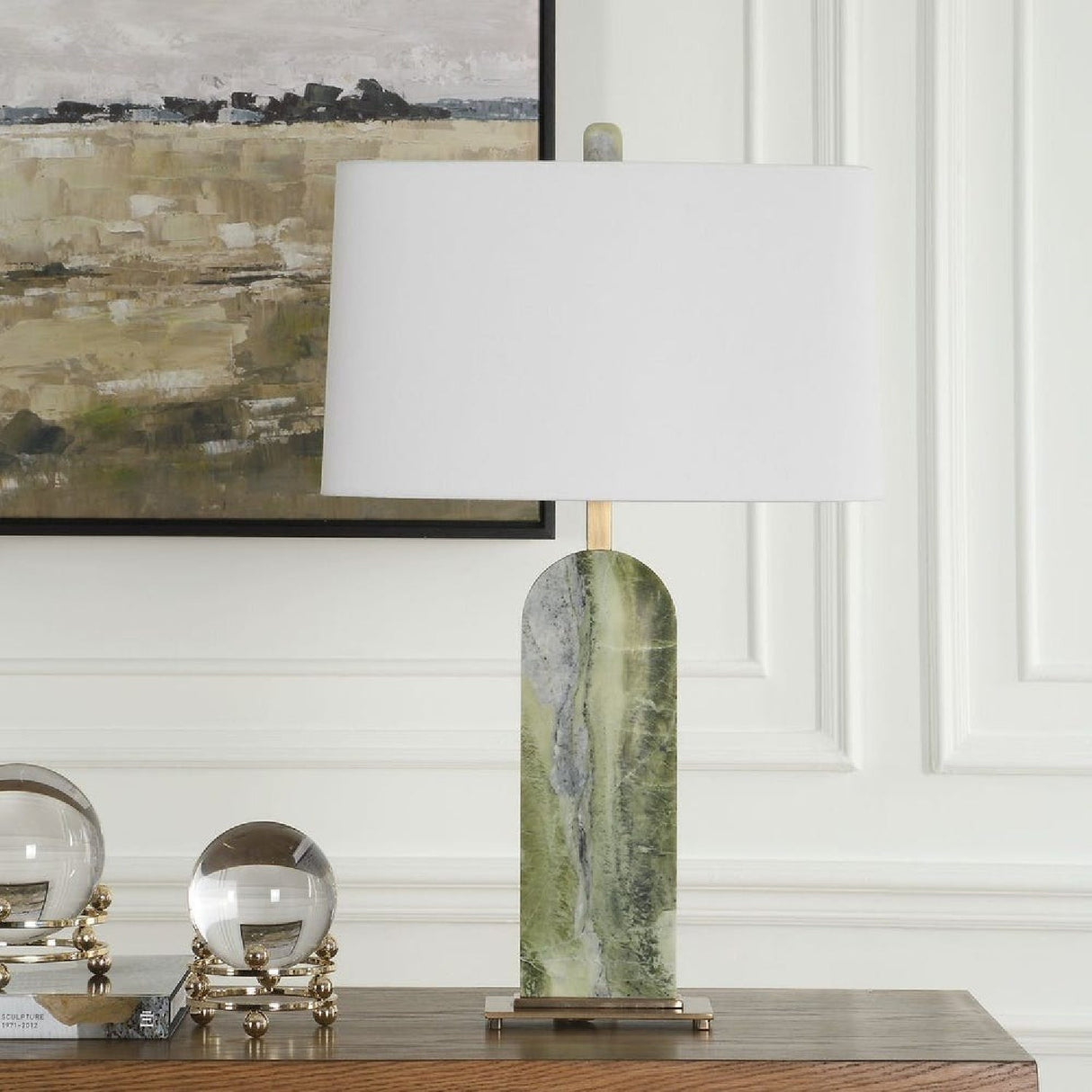Modern European furniture - Green Marble Table Lamp by Uttermost Moorea - www.oroa.com
