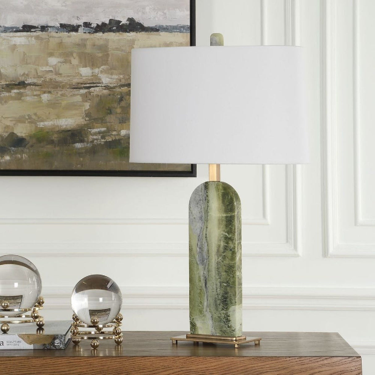 Modern European furniture - Green Marble Table Lamp by Uttermost Moorea - www.oroa.com