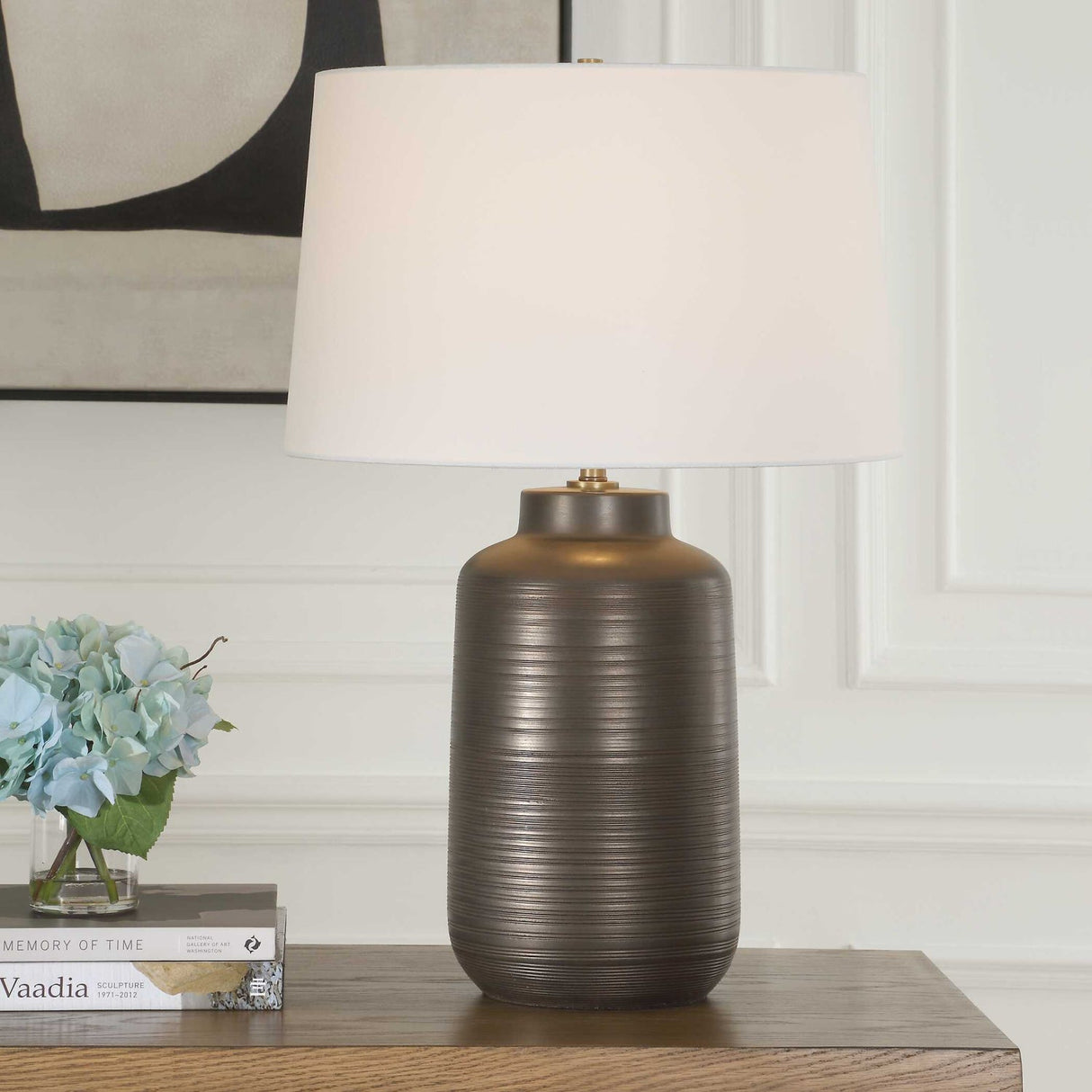 Modern European furniture - Etched Bronze Porcelain Table Lamp - www.oroa.com