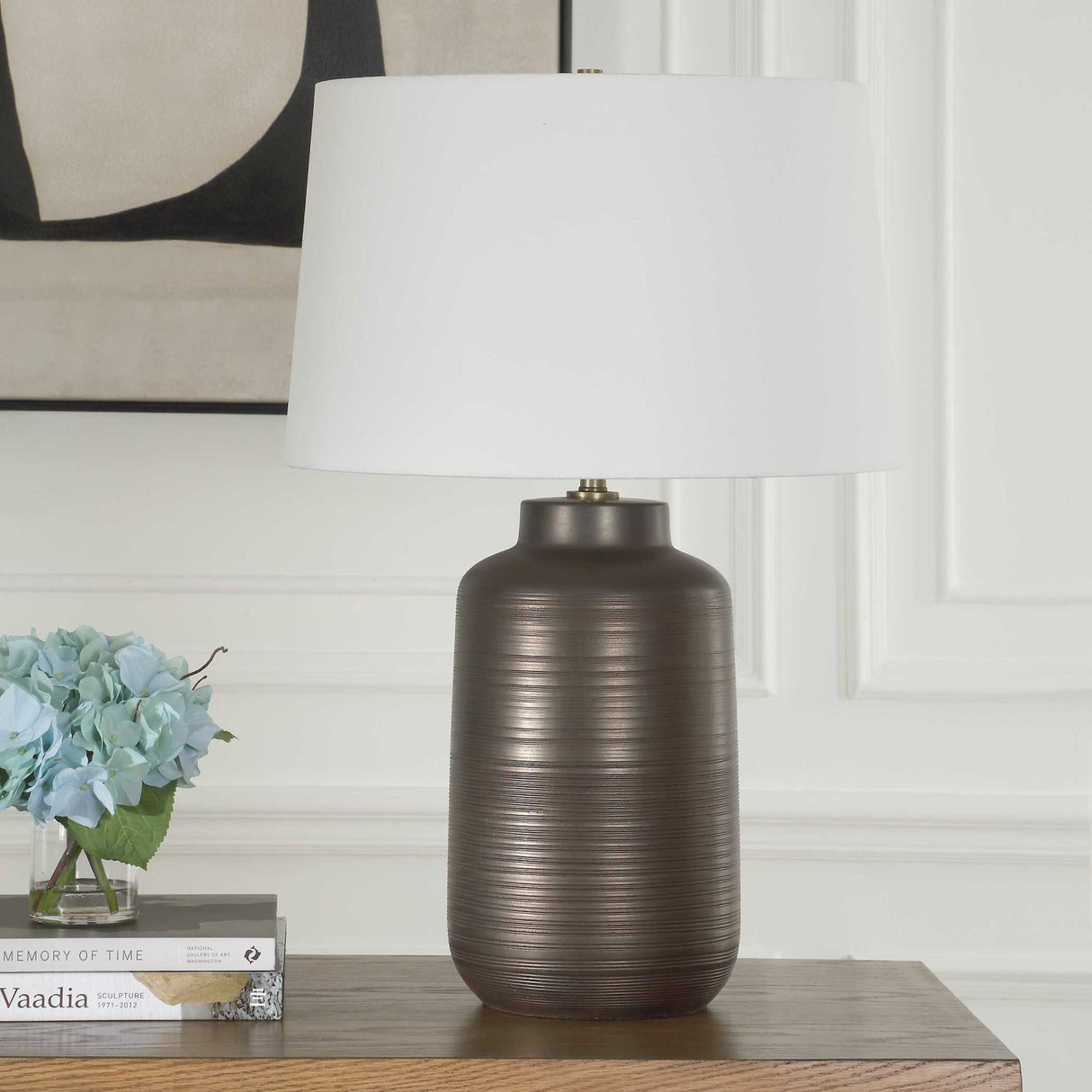 Modern European furniture - Etched Bronze Porcelain Table Lamp - www.oroa.com