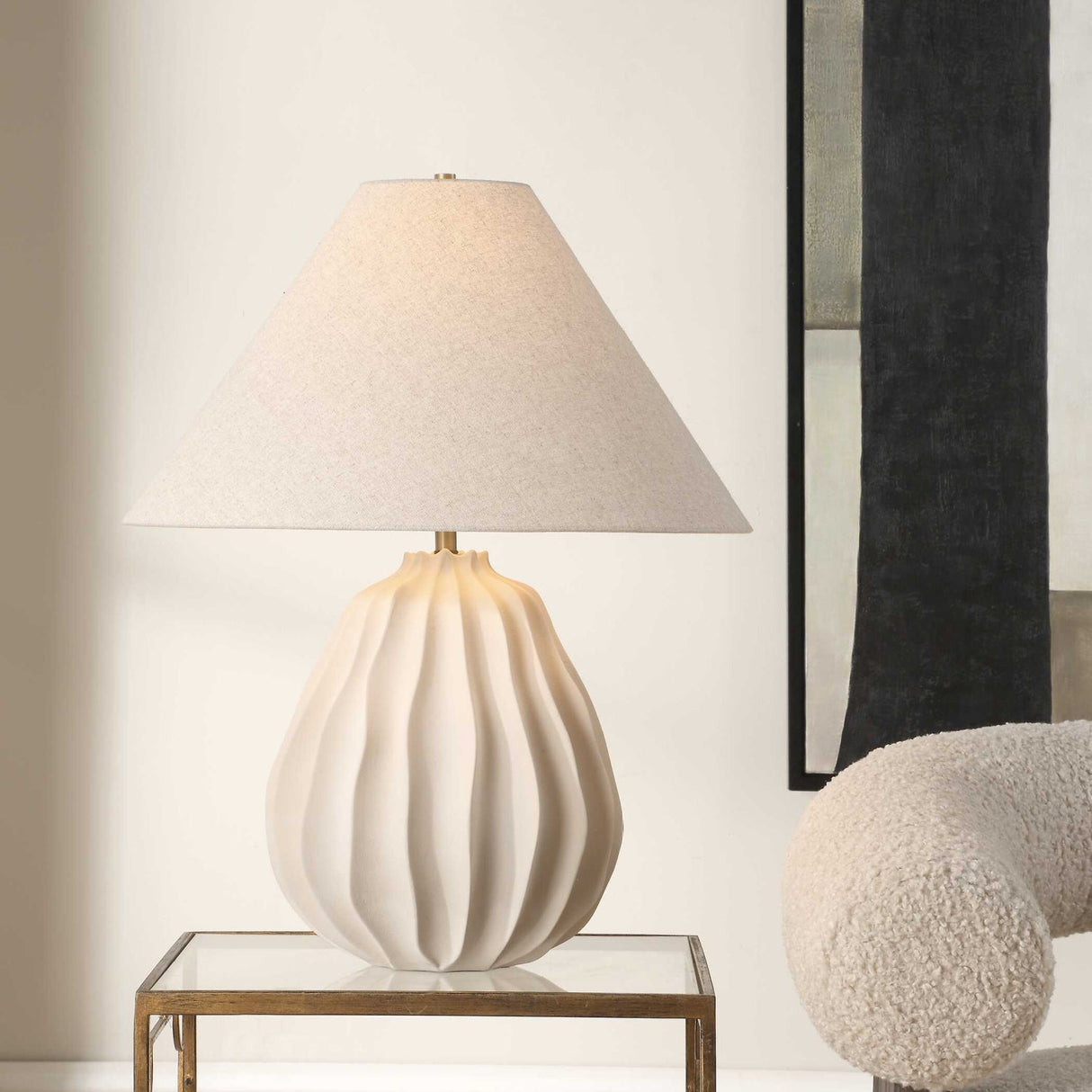 Modern European furniture - Beige Porcelain Table Lamp - www.oroa.com