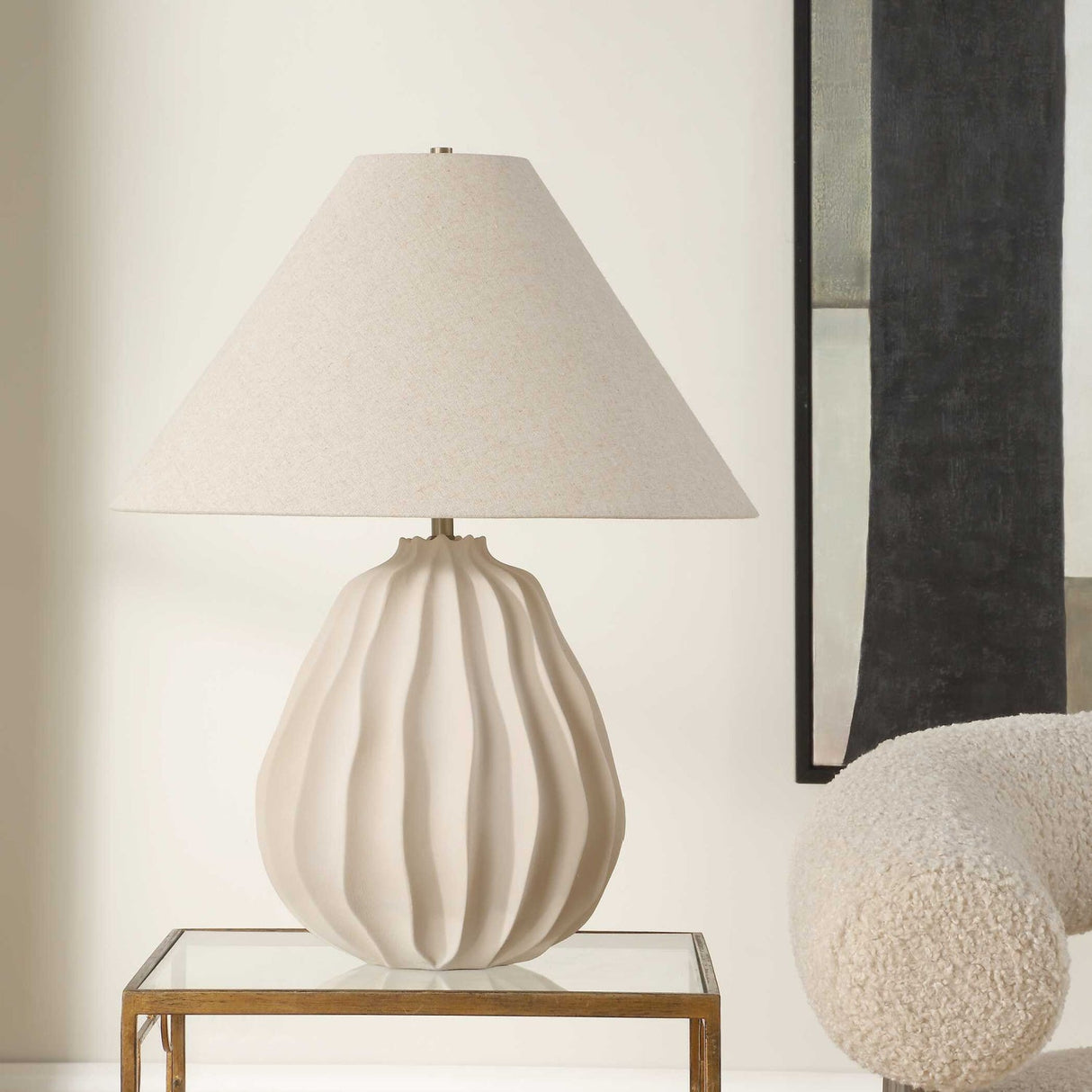 Modern European furniture - Beige Porcelain Table Lamp - www.oroa.com
