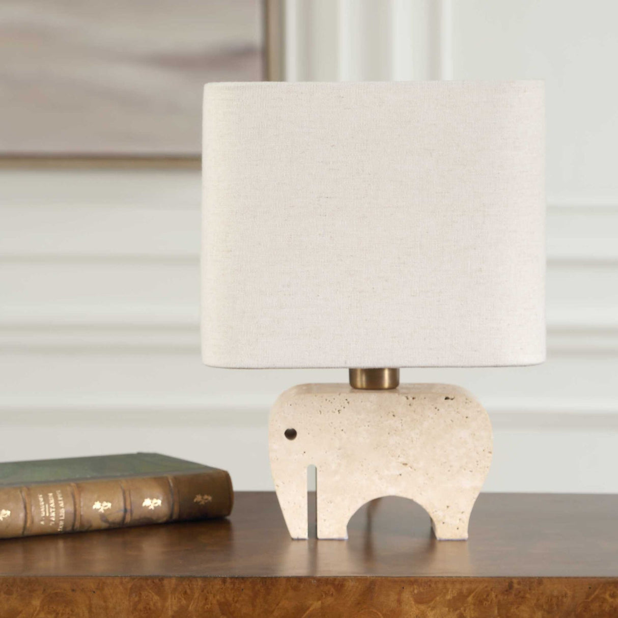 Modern European furniture - Travertine Elephant Accent Lamp - www.oroa.com