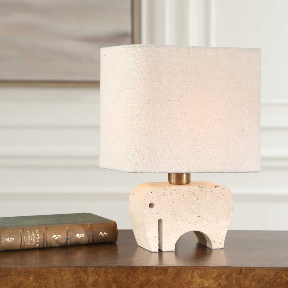 Modern European furniture - Travertine Elephant Accent Lamp - www.oroa.com