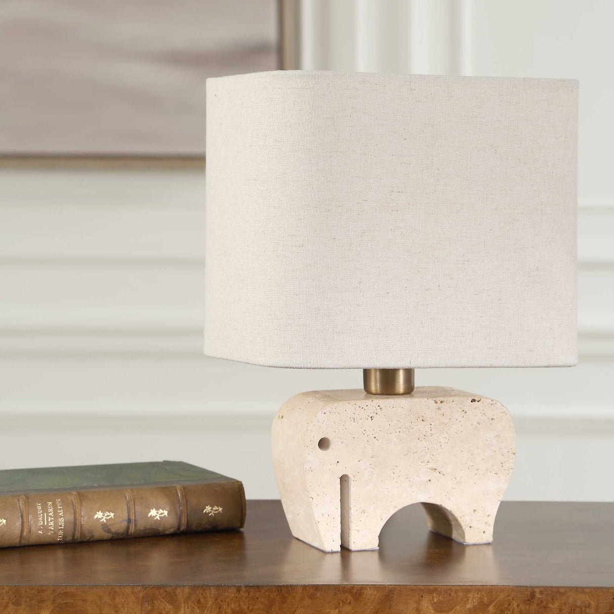 Modern European furniture - Travertine Elephant Accent Lamp - www.oroa.com