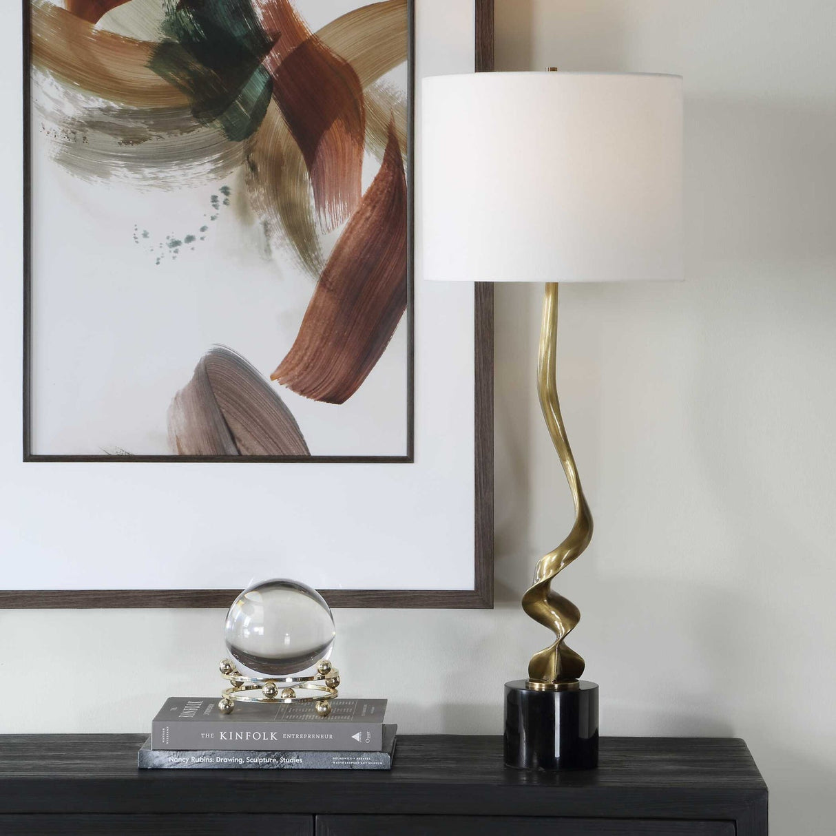 Modern European furniture - Twisted Brass Cordless Buffet Lamp - www.oroa.com