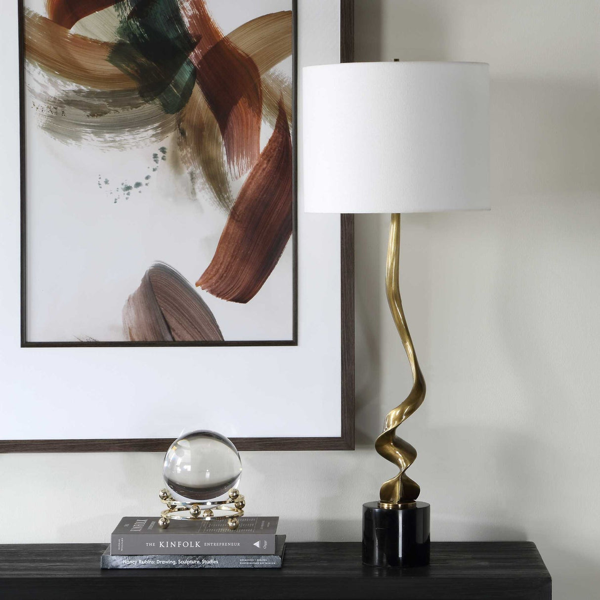 Modern European furniture - Twisted Brass Cordless Buffet Lamp - www.oroa.com