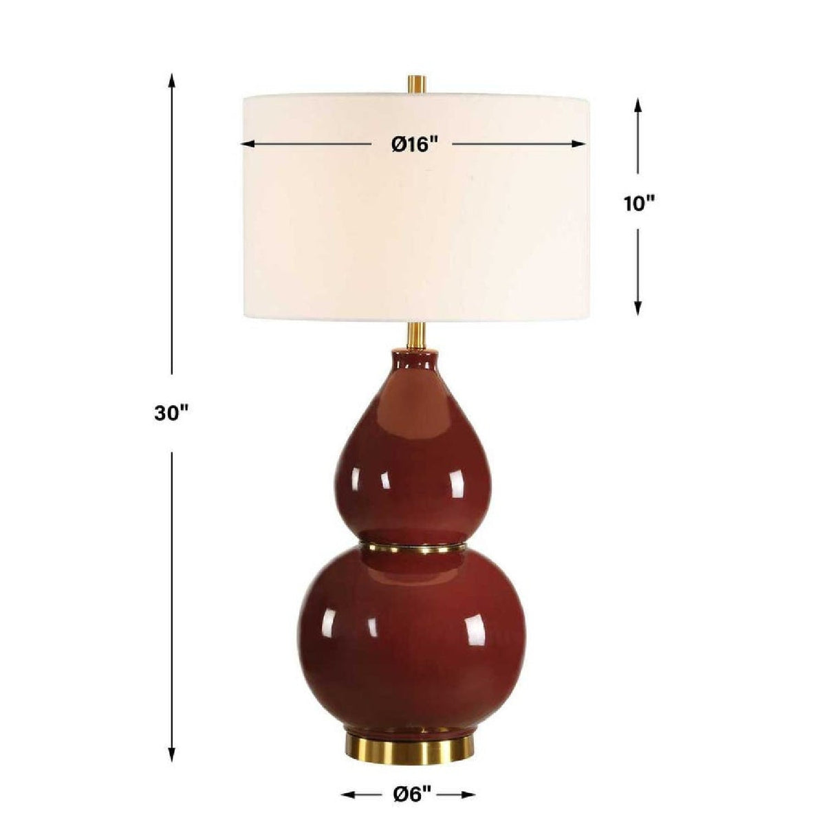 Red Glazed Ceramic Table Lamp by Uttermost Gourd, alternate view 4