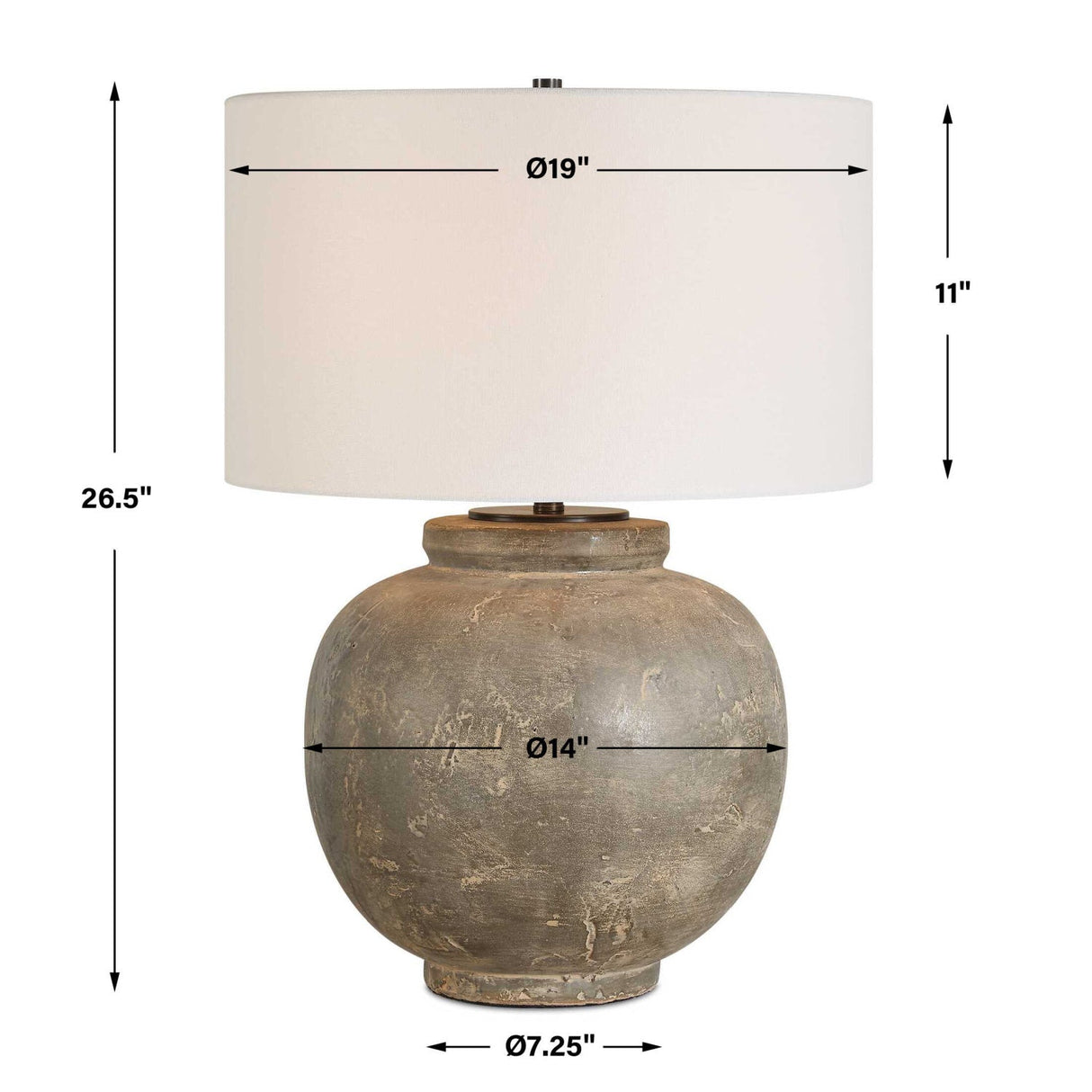 Modern European furniture - Aged Gray Ceramic Table Lamp by Uttermost Rock of Ages - www.oroa.com