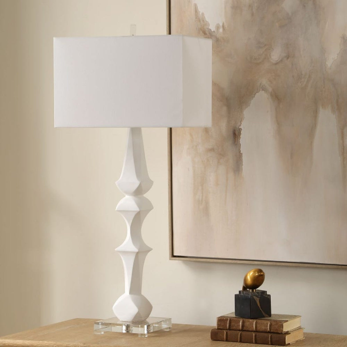 White Sculptural Table Lamp by Uttermost Mayme, alternate view 10