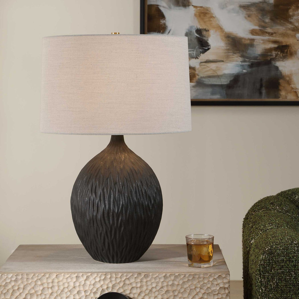 Chiseled Black Ceramic Table Lamp by Uttermost Levee, alternate view 6