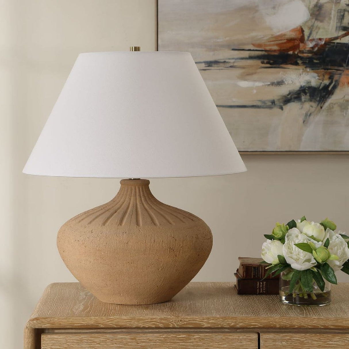 Modern European furniture - Earth-Toned Terracotta Table Lamp by Uttermost Eldon - www.oroa.com