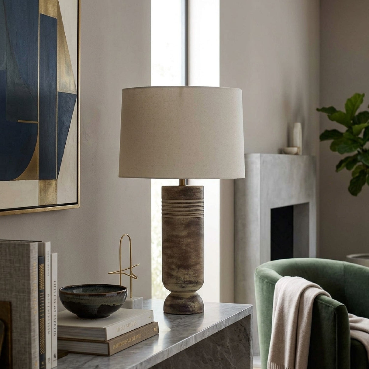 Ceramic Earth-Toned Table Lamp by Uttermost Vale, alternate view 2