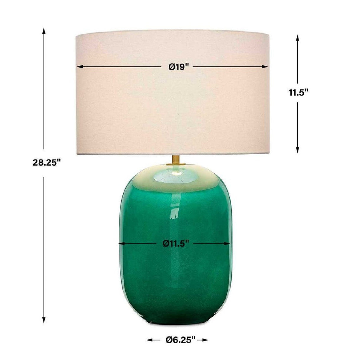 Teal Glazed Ceramic Table Lamp by Uttermost Hollis, alternate view 3