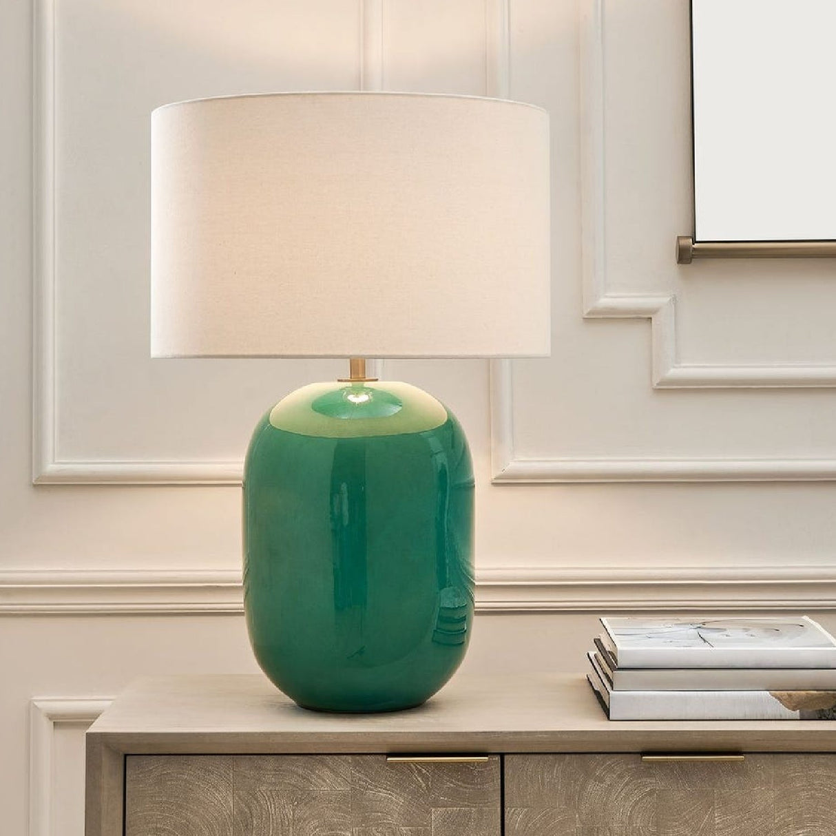 Teal Glazed Ceramic Table Lamp by Uttermost Hollis, alternate view 2