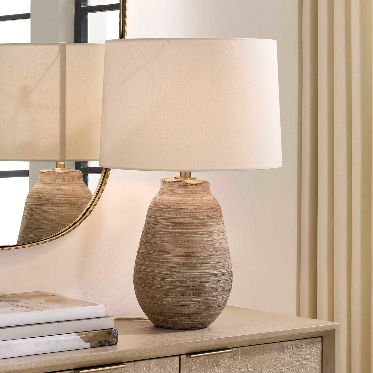 Modern European furniture - Distressed Gray Ceramic Table Lamp by Uttermost Tonachio - www.oroa.com