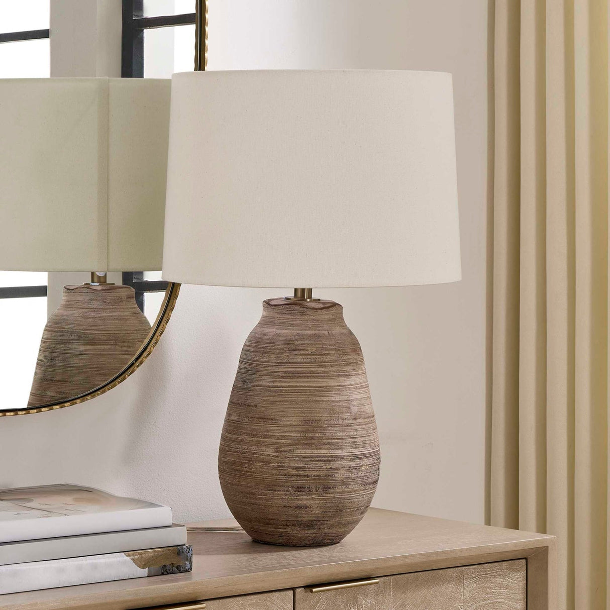 Modern European furniture - Distressed Gray Ceramic Table Lamp by Uttermost Tonachio - www.oroa.com